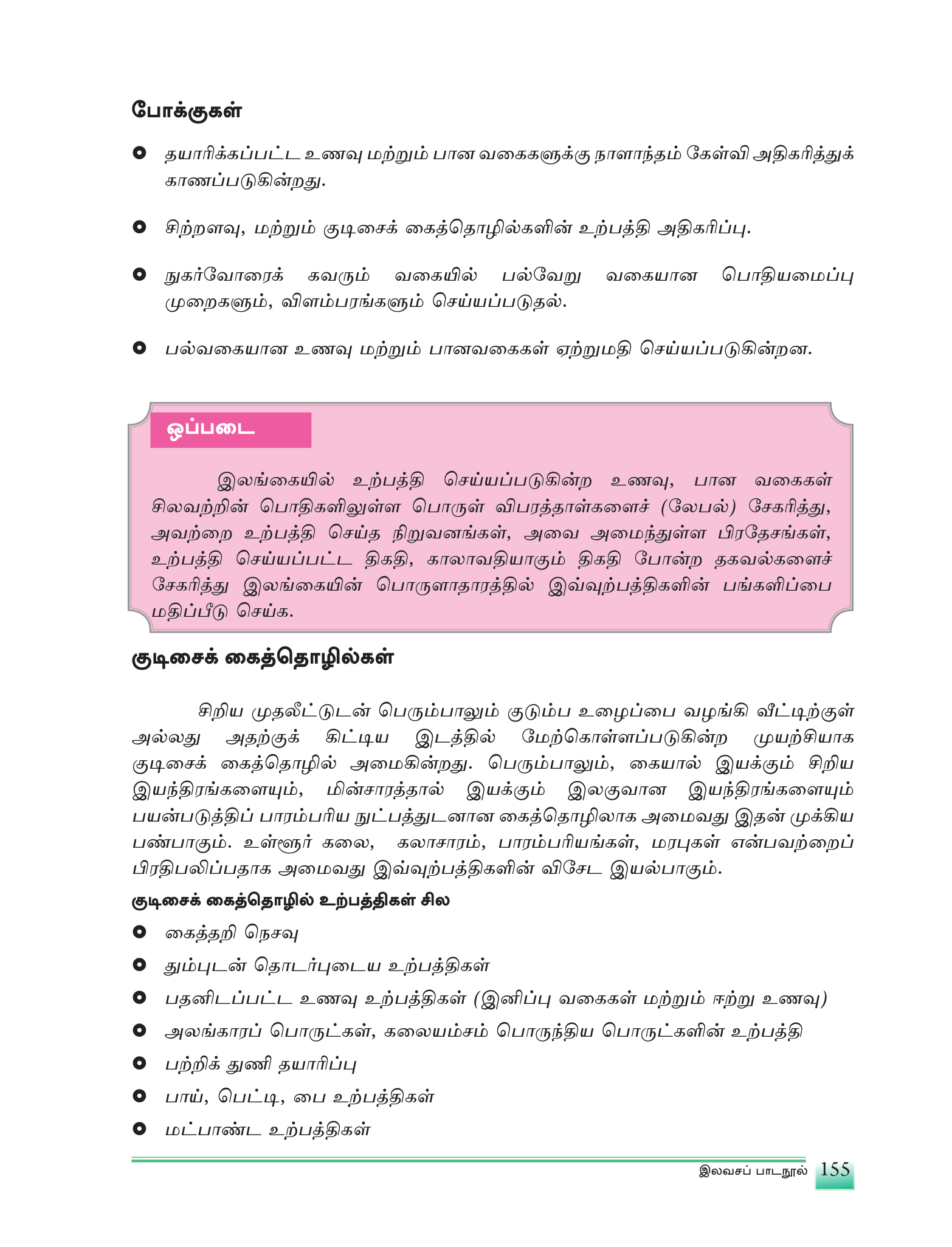 உரு 6.9 — குடிசைக் கைத்தொழில்களின் சில உற்பத்திப் பொருட்கள்.