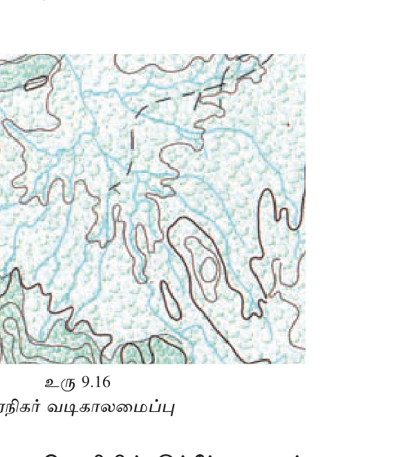 உரு 9.19 — மருதலவி (Distributary): river splitting into multiple channels at delta.