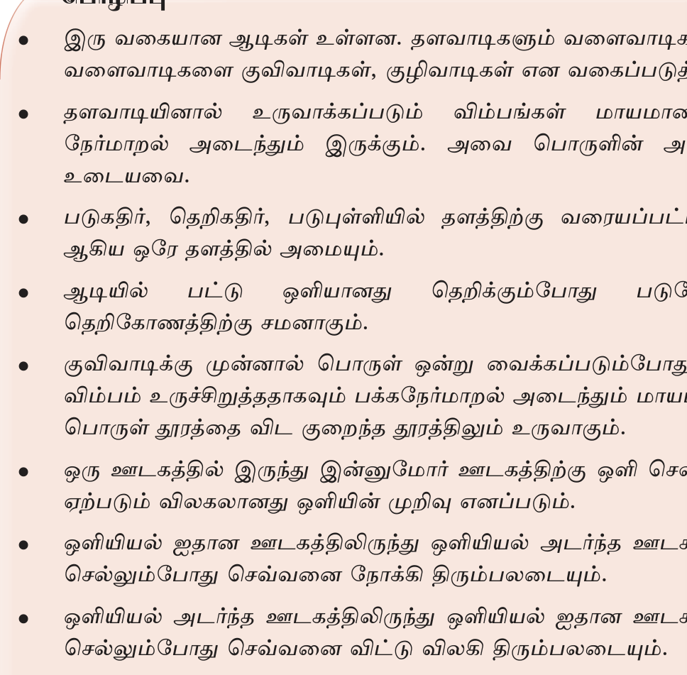படம் 5.18 — குவி வில்லையில் parallel rays focal point-ல் converge.